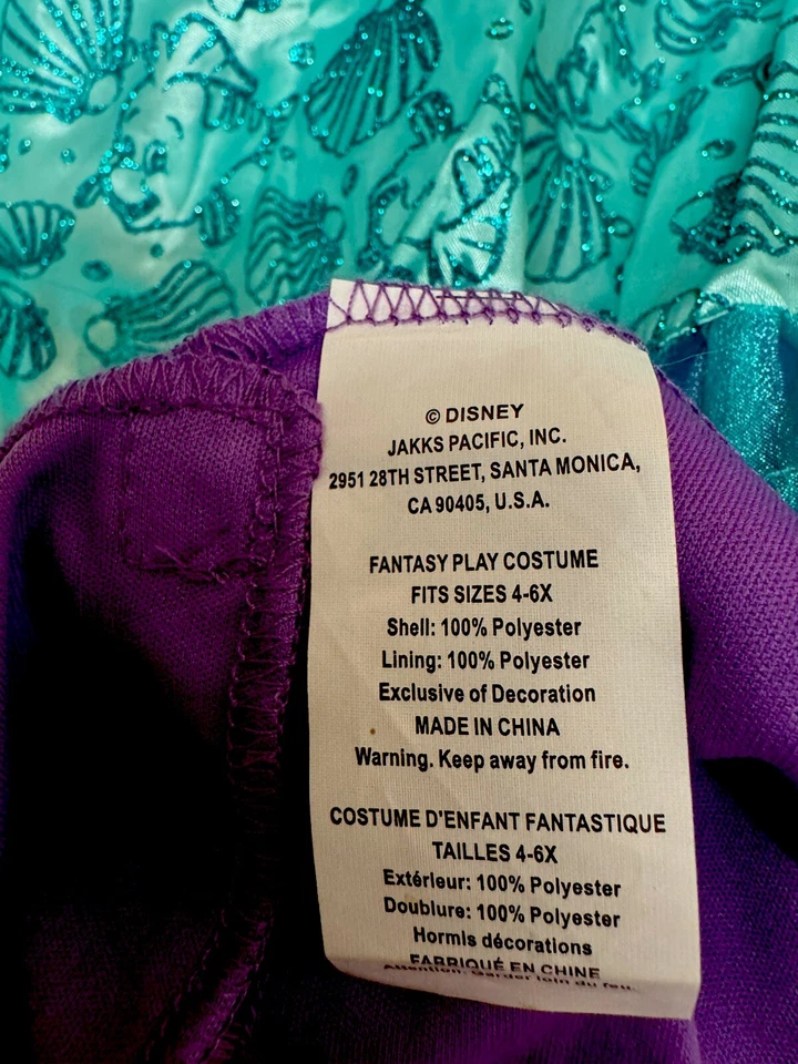 Niñas Disfraz de Sirena Talla 4-6X Vestido de Lentejuelas Sirenita Foto 3 de 4