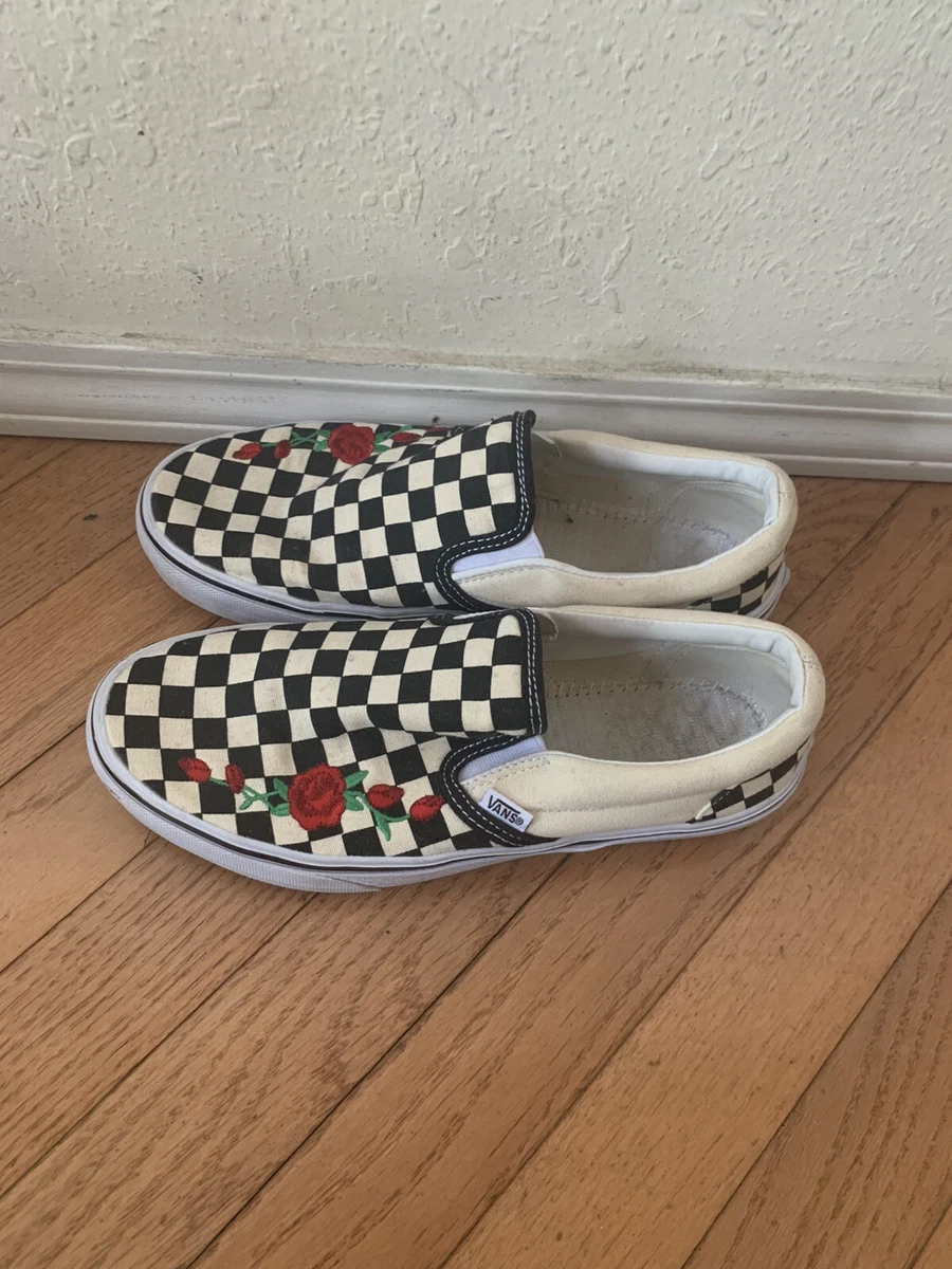 Vans with cheap checkers and roses