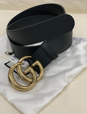Gucci Belt GG Black Leather 1.5 Inch Size 90/36 For 6-8 Pants or