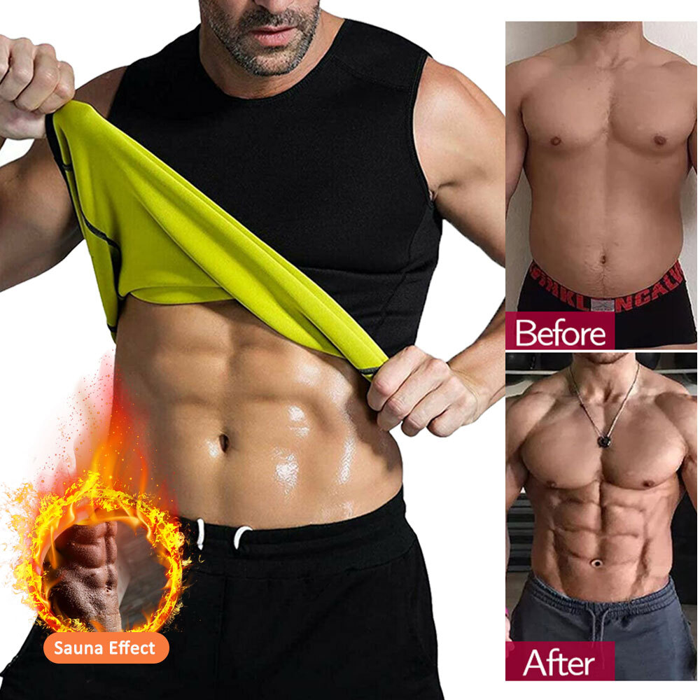 Men Sauna Suit Sweat Vest Shirts Body Shaper Waist Trainer Weight Loss  Shapewear