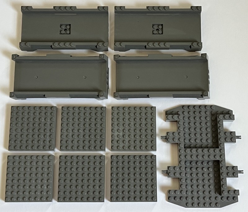 LEGO Lot of 12 Large Dark Gray Brick Parts - 42963, 42942, 4201, 30295