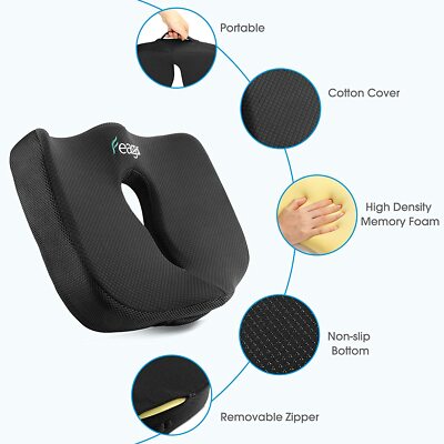 Cuscino Ergonomico per Sedile Memory Foam Emorroidi Sciatica