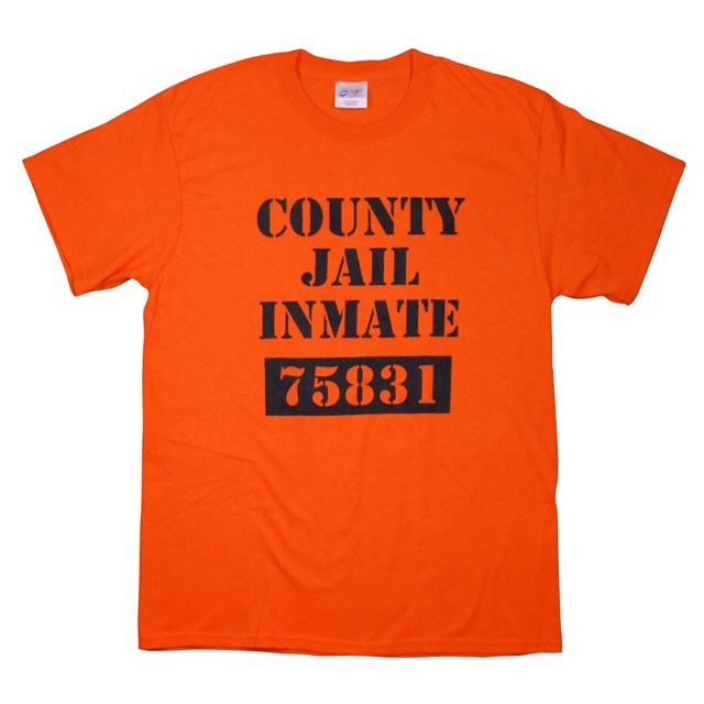 County Jail Prison Inmate Funny Halloween Costume Orange 100 Cotton T