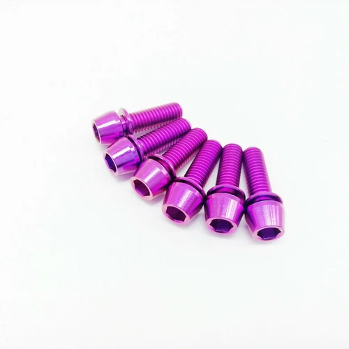M5x16mm Titanium Ti Bike Stem Bolts Taper Head Bicycle Conical With Washers 6pcs - Picture 9 of 15