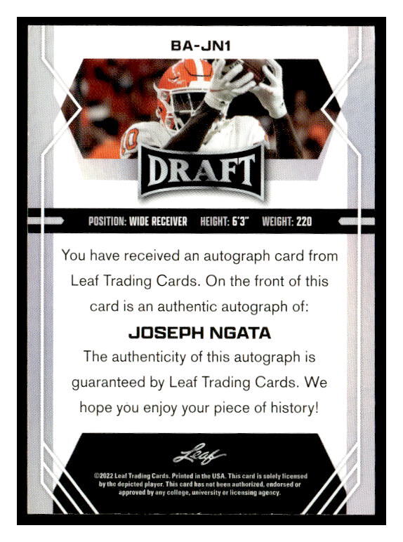 2022 Leaf Draft #BA-JN1 Joseph Ngata Autographs | eBay