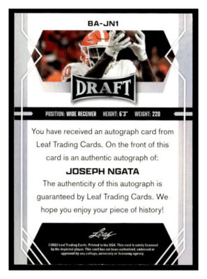 2022 Leaf Draft #BA-JN1 Joseph Ngata Autographs | eBay