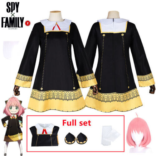 Anime Spy X Family Anya Forger Cosplay Costume Black Dress Girls Woman Dress