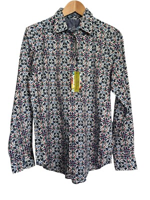Robert Graham Mens Geometric Angello Calssic Fit Long Sleeve Shirt Size Small