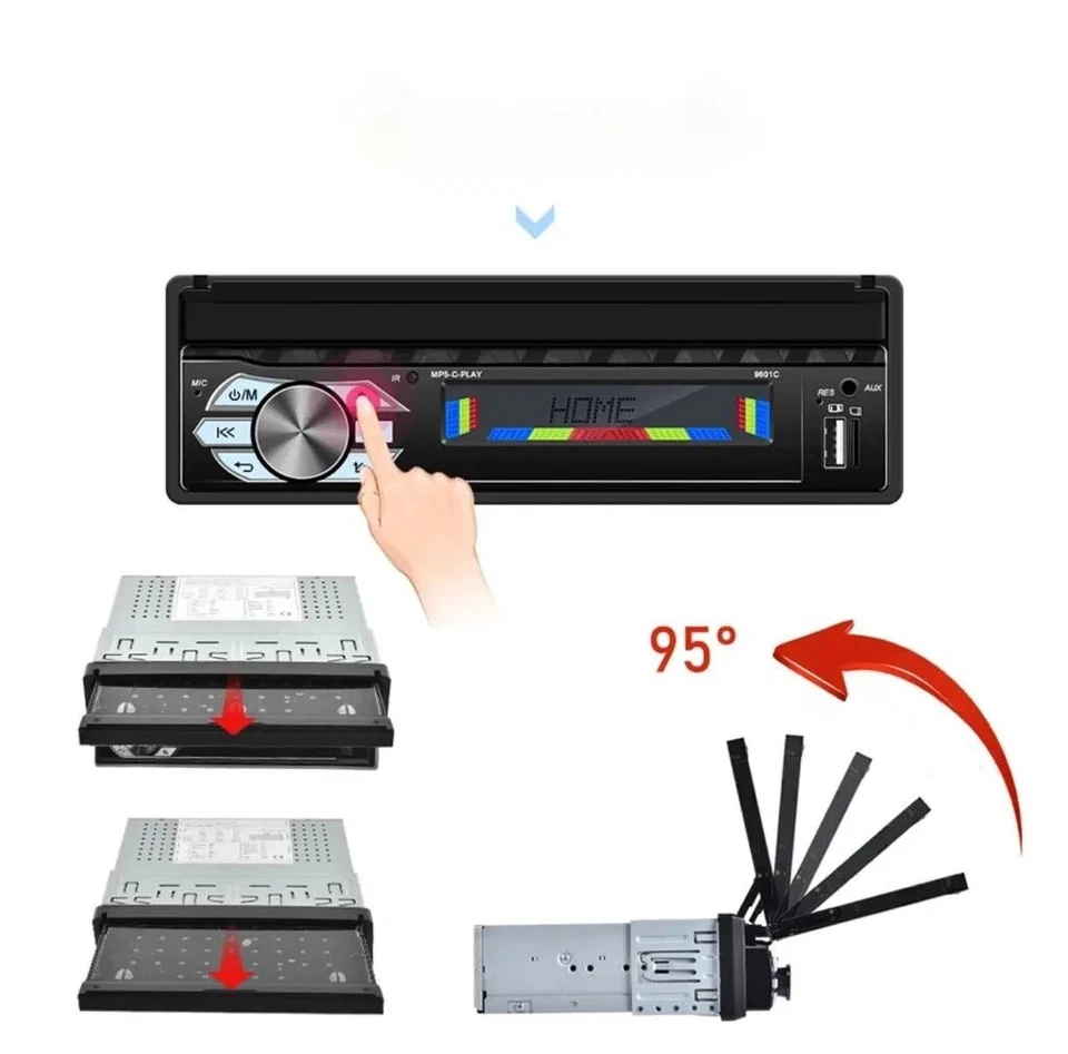 AUTORADIO BLUETOOTH 1 DIN USB CON SCHERMO A SCOMPARSA DA 7 POLLICI E RETROCAMERA - Immagine 4 di 4