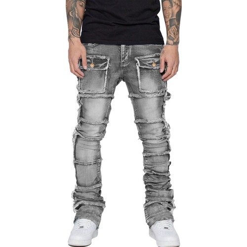 Mens Skinny Jeans Stretch Slim Fit Jeans Biker Ripped Denim Trouser Casual Pants - Picture 4 of 23