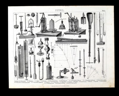 1874 Bilder Print Physics Instruments Experiments Vacuum Apparatus Barometers