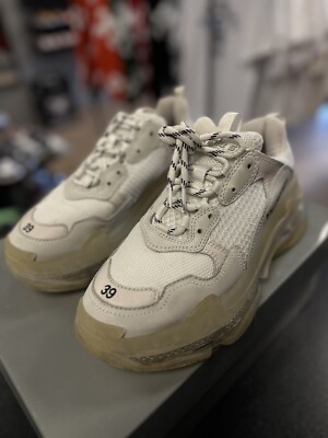 Size 9US/39EU Balenciaga Triple S White Clear Sole Women's