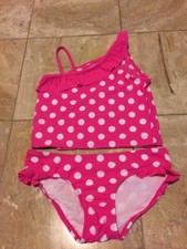 The Childrens Place Pink Polka Dot Tankini Swimsuit Two Piece Set L 10-12 