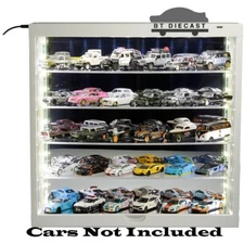 SHOWCASE 1/64 5 TIERS LED WALL MOUNT DISPLAY CASE w/ MIRROR REAR WHITE MJ8850 MW