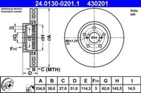 2X ATE 24.0130-0201.1 Bremsscheibe FüR Lexus