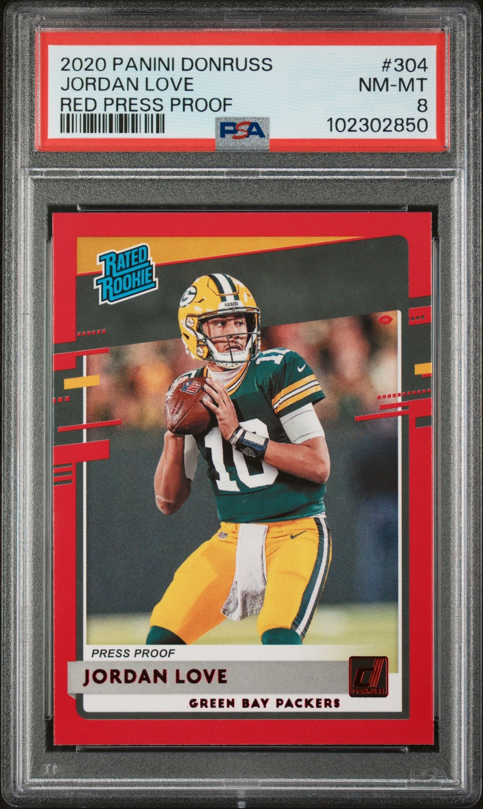 2020 Panini Donruss #304 Jordan Love Red Press Proof PSA 8
