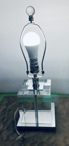 Sparkling Modern SOLID clear GLASS & CHROME Table Lamp works - Picture 1 of 6