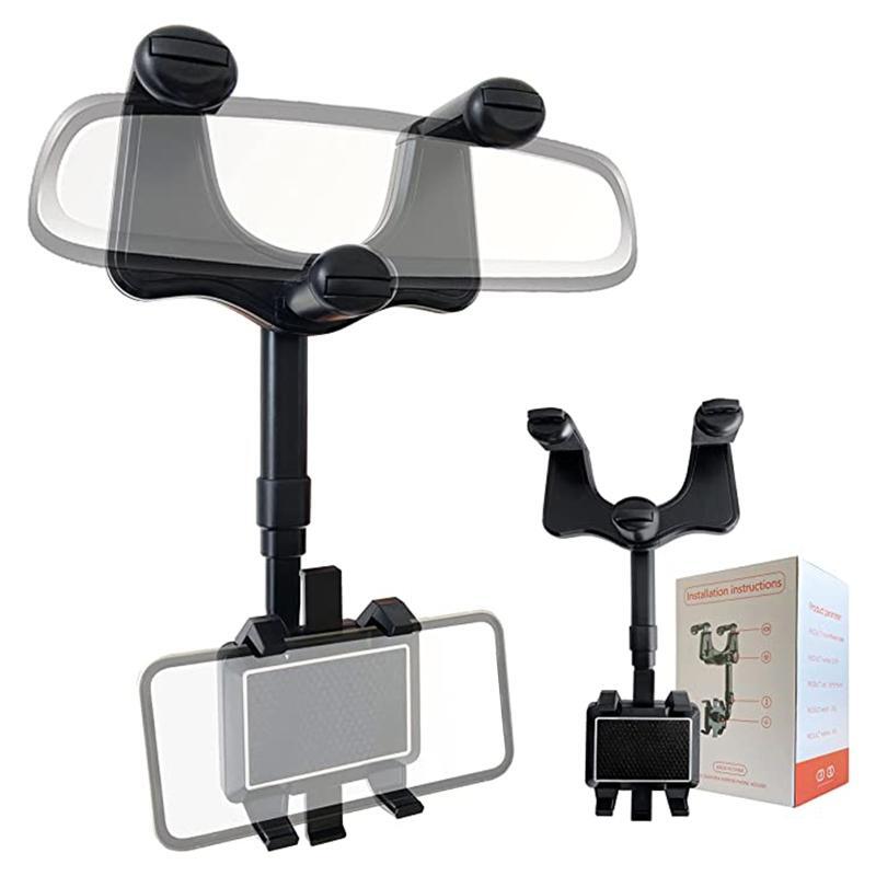 Car Phone Mount Rearview Mirror Bracket GPS Mount Holder 360 Degree Rotation-image