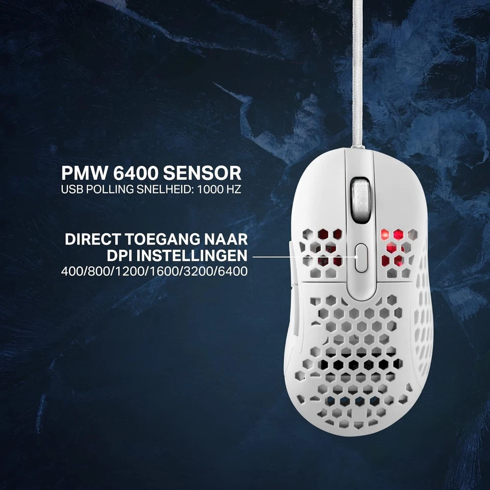 Deltaco Gaming Wired Mouse Lightweight 65g 6400 DPI 1000Hz Polling Rate - Image 2 of 4