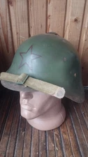 Soviet Red army steel combat helmet SSH-36 – Size 2, WWII battle-damaged