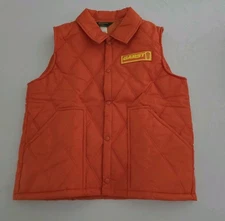 Garst Seeds Puffer Vest Mens M Orange Vtg Swingster Quilted Farmer Core Hunting