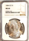 1884 CC NGC MS64 MORGAN SILVER DOLLAR BLAST WHITE LUSTROUS CARSON CITY $1 COIN!