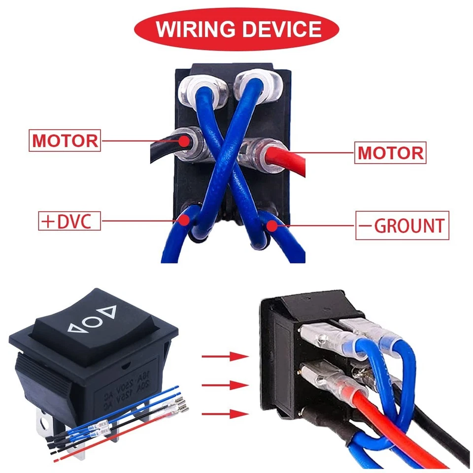 4Pcs Momentary Motor Polarity Reverse Rocker Switch DC 20A 12V DPDT 6 Pin 3 Posi - Image 2 of 4