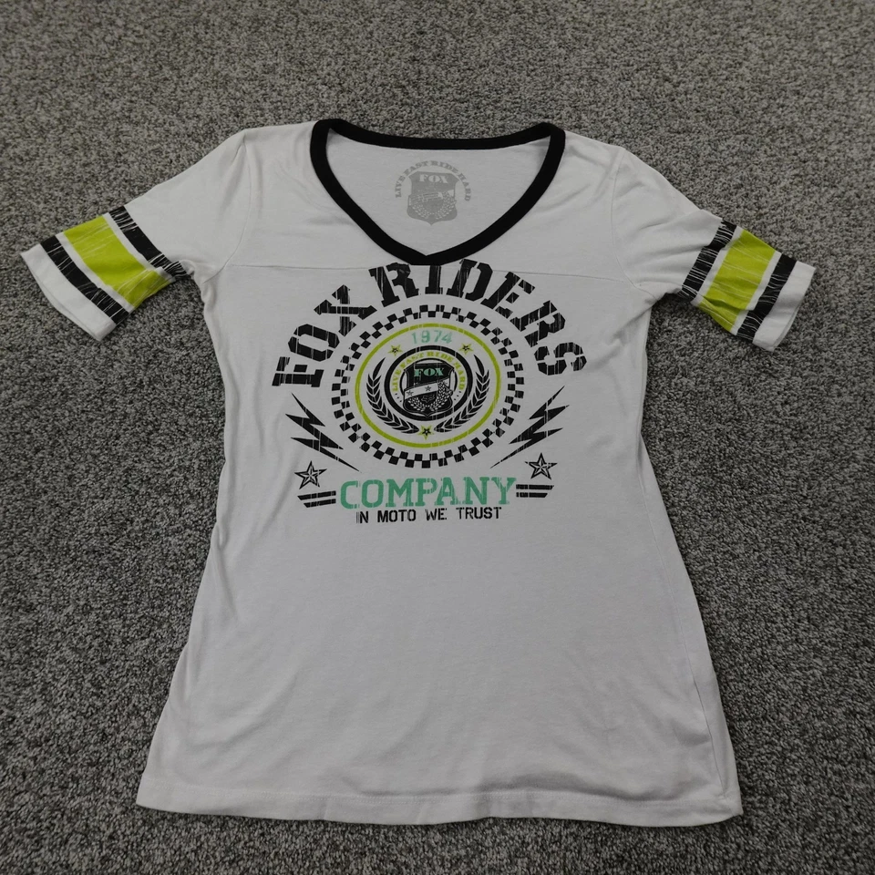 Camisa Fox Racing Mujer L Blanca Gráfica Motociclista Motocicleta BMX Motocross Y2K Foto 2 de 4
