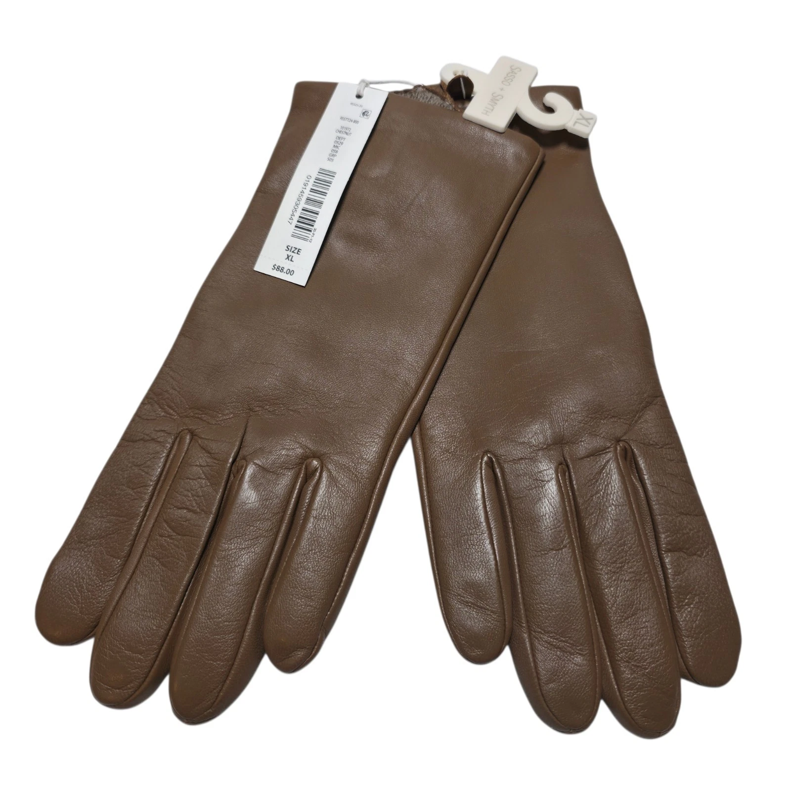 Sasso Smyth Leather Cashmere Lined Gloves Touchscreen Brown Women XL NWT