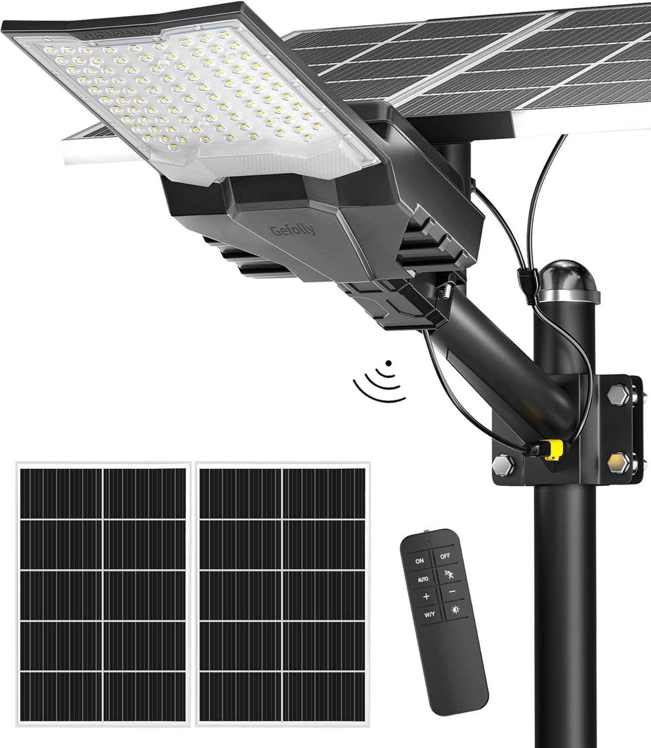 Gefolly SL-18000W Solar Street Lights Outdoor, Commercial Parking Lot Black 