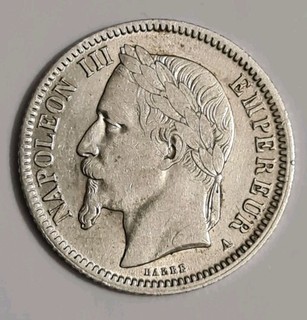 1 FRANC NAPOLÉON III EN ARGENT . DATE 1866 A . ETAT CORRECT .