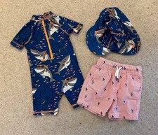 Swimming Trunks - Baby Boys 12-18 Months - Shark Theme - Good Condition