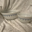 Vintage Pyrex "Snowflake Garland" Blue Mixing Bowl Set (404 & 402) - Pristine