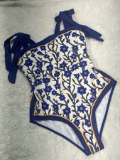 Blue Floral One Piece Swimsuit, Women s Size S 451