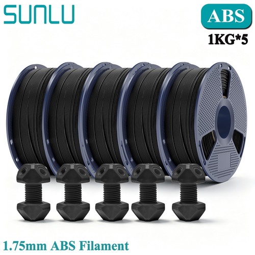 SUNLU 1.75MM ABS Black Filament 5KG 3D Printer Filament ABS Black Toughness