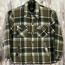 Vintage JC Penny Wool Flannel Button Up Jacket Fleece Lined Plaid XL USA MADE