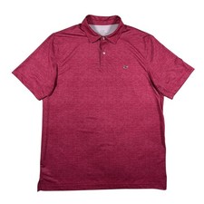 Vineyard Vines Performance Polo Shirt Red Micro Whale Print Stretch Mens Large