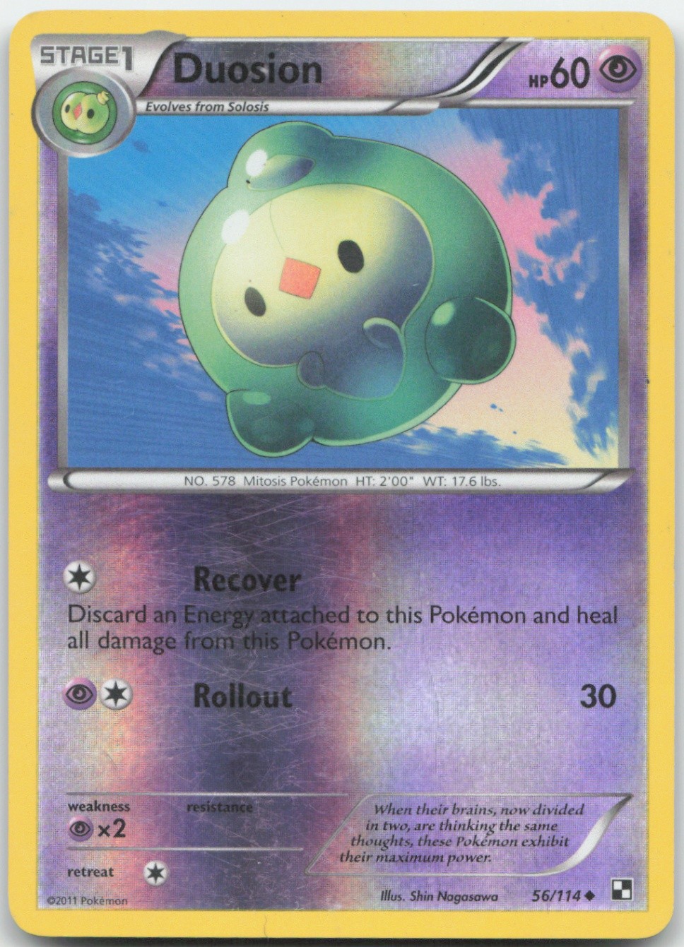 Duosion 56/114 Black and White Pokemon Card LP