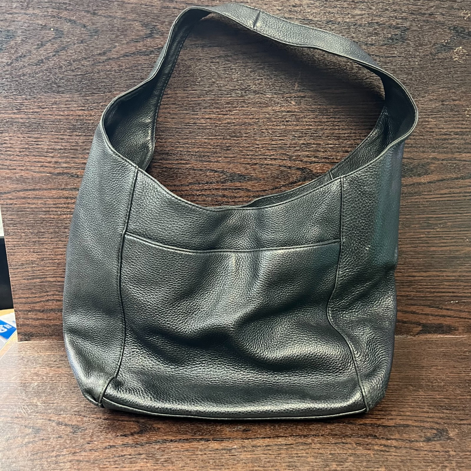 Michael Kors Womens Fulton Hobo Bag Large Black Pebbled Leather Snakeskin Pocket thumbnail 5