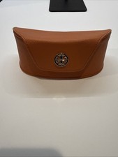Tory Burch Orange Semi-Hard Sunglass Case Saffiano Style Logo Magnetic