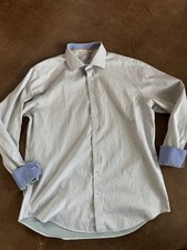 Bugatchi Men's Uomo Shirt Blue, Long Sleeve, Button-Up, Flip Cuff, Size 18/36-37