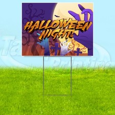 HALLOWEEN NIGHT 18x24 Yard Sign Spooky Plastic Corrugated WITH STAKE USA YS07743