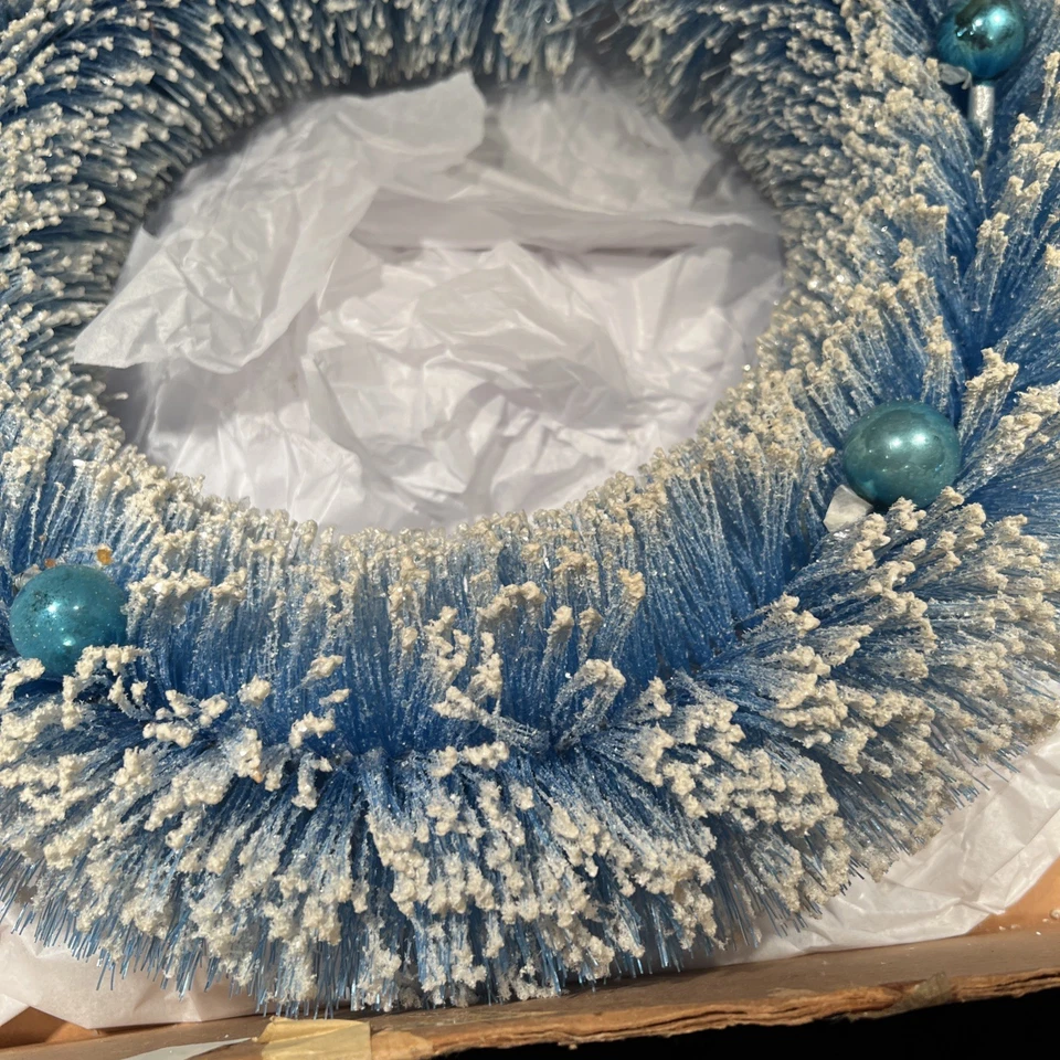 De Colección Consolidated Novelty Co AZUL Brillo Botella Cepillo Corona de Navidad Caja Org Foto 3 de 4