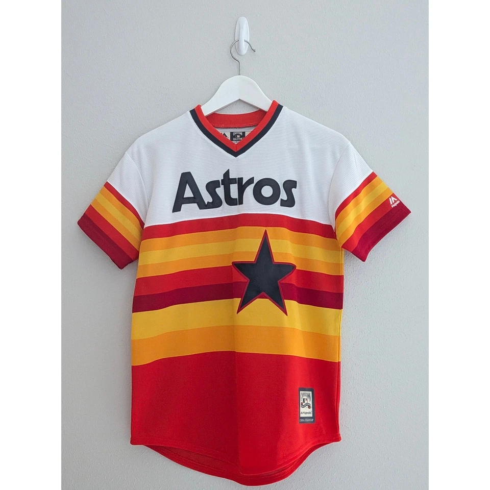 Majestic Houston Astros Cooperstown Cool Base Retro Rainbow Jersey Youth Large - Image 2 of 4