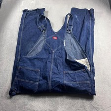 Dickies Mens Indigo Blue Denim Bib Overalls 42x32 Workwear Cotton W818F3E