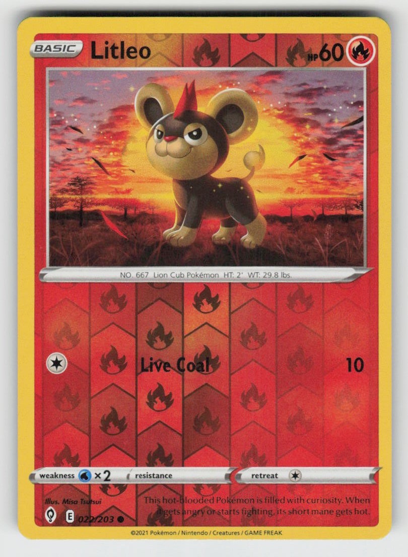Reverse Holo Litleo 022/203 Common Evolving Skies Near Mint