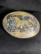 Plata De Jalisco Sterling Silver MOP Western Horse Belt Buckle Mexico