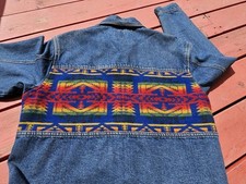 Vintage Pendleton Summit Peak pattern. Western Wear Wool Denim Jacket Men s L