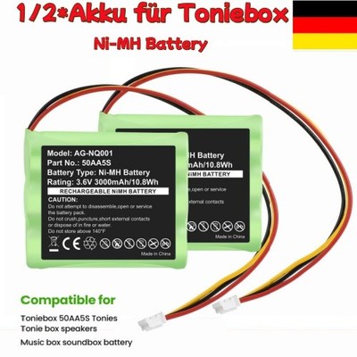 1/2x  3000mAh 3,6V Ni-MH Akku Für Toniebox 50AA5S Tonies Tonie box speakers