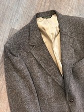 Johnny Carson EUC union made USA brown speckle wool tweed blazer coat jacket 42S